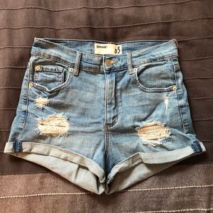 Garage Medium Wash High Waisted Denim Shorts